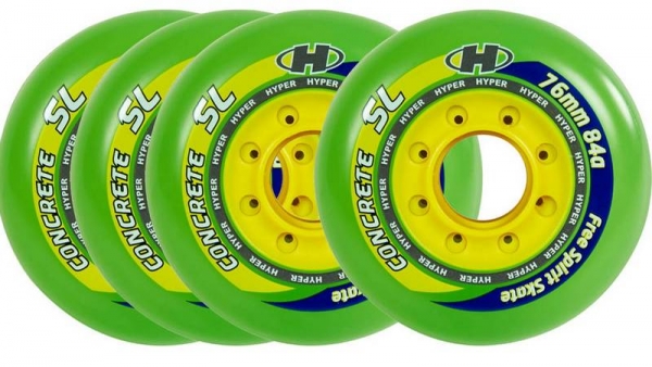 HYPER Inline Skate Rolle CONCRETE SL green yellow  76mm 84a 4er Set