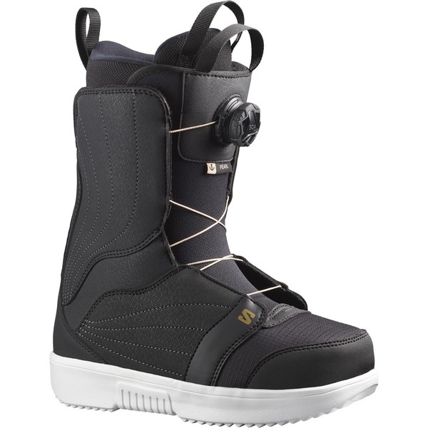 SALOMON women Boot PEARL BOA black white gold